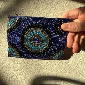 Beaded Blue and Black Coin Purse